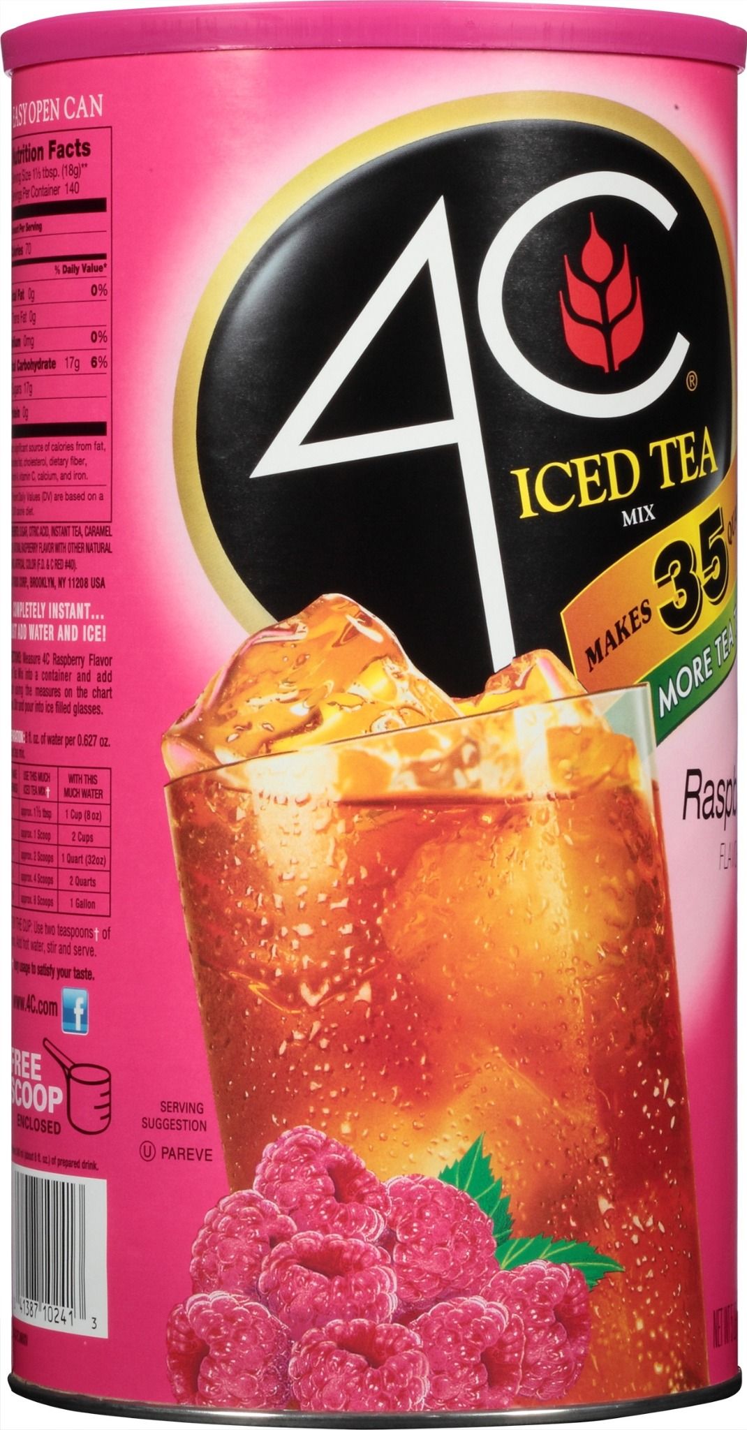  Bột Hòa Tan Trái Cây 4C Iced-Tea Vị Mâm xôi 2.04kg_Mỹ 