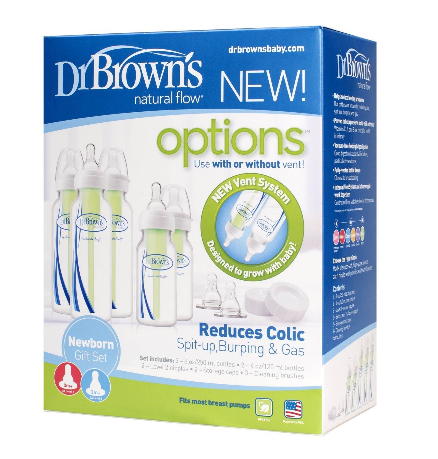 Set 5 bình sữa Dr Brown Option Cổ nhỏ (3-240ml; 2-150ml)