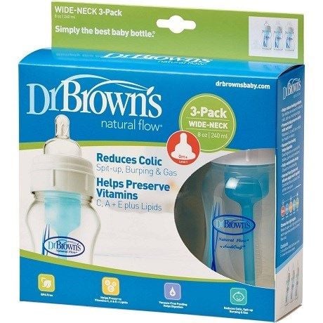 Set 3 Bình Sữa Dr Brown Cổ Rộng 240ml