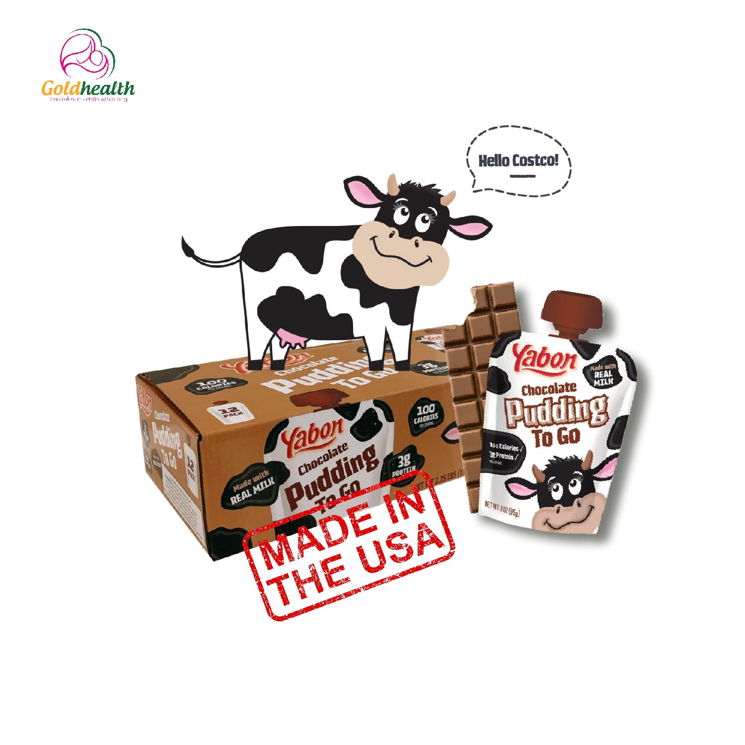 Pudding Yabon Chocolate Togo Usa cho bé trên 1 tuổi - Thùng 12 bịch