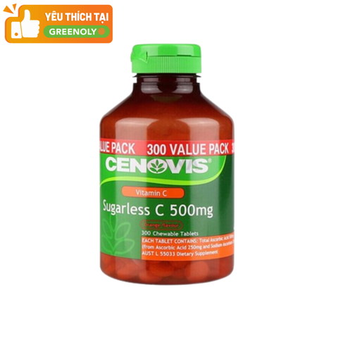 Cenovis Kẹo Nhai Không Đường Vitamin C Sugarless 500mg 300 Viên