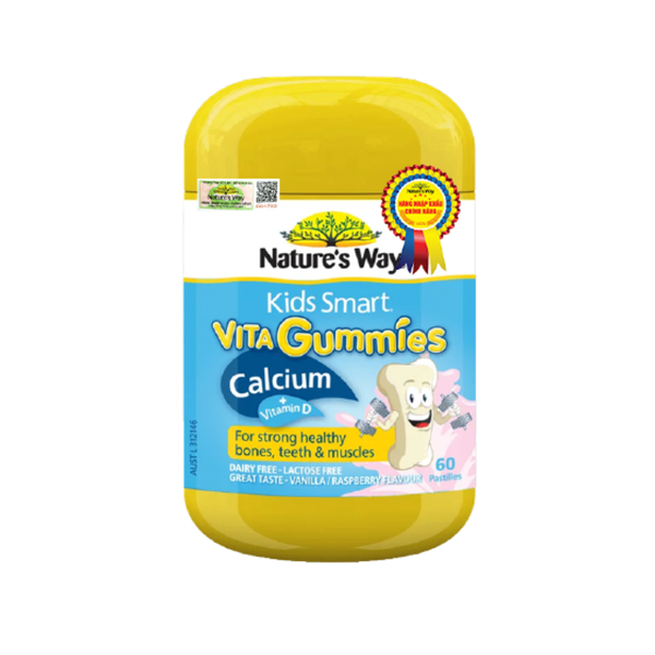 Nature's Way Kẹo Bổ Sung Vitamin D Và Canxi Cho Trẻ Kids Smart Vita Gummies Calcium 60 Viên