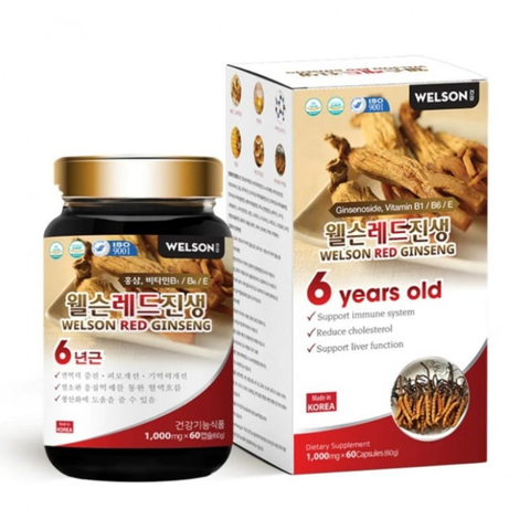 Welson Viên Uống Hồng Sâm Hàn Quốc Red Ginseng 60 Viên