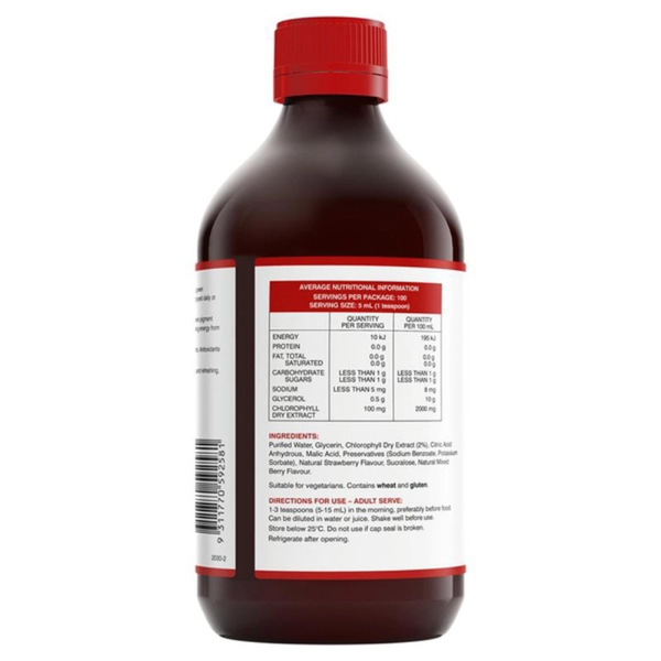 Swisse Nước Tảo Diệp Lục Chlorophyll Vị Dâu 500ml