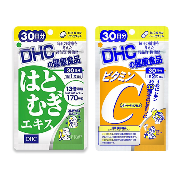 Combo Dưỡng Trắng Da - DHC Vitamin C 30 Ngày, DHC Trắng Da 30 Ngày