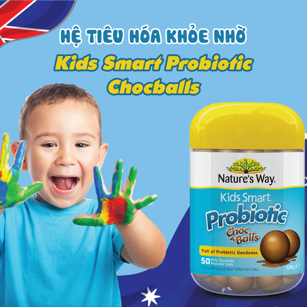 Nature's Way Kẹo Lợi khuẩn Cho Trẻ Vị Socola Kids Smart Probiotic Choc Balls 50 Viên