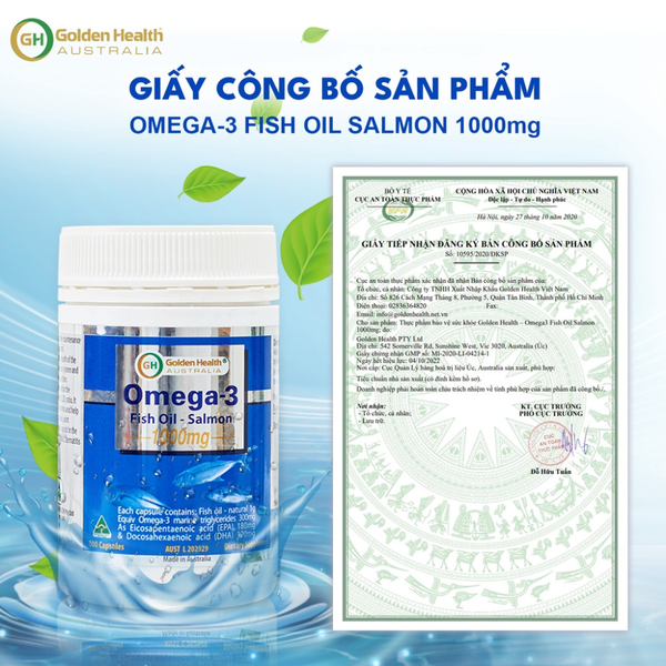 Golden Health Viên Uống Dầu Cá Hồi Salmon Fish Oil Omega-3 1000mg 100 Viên