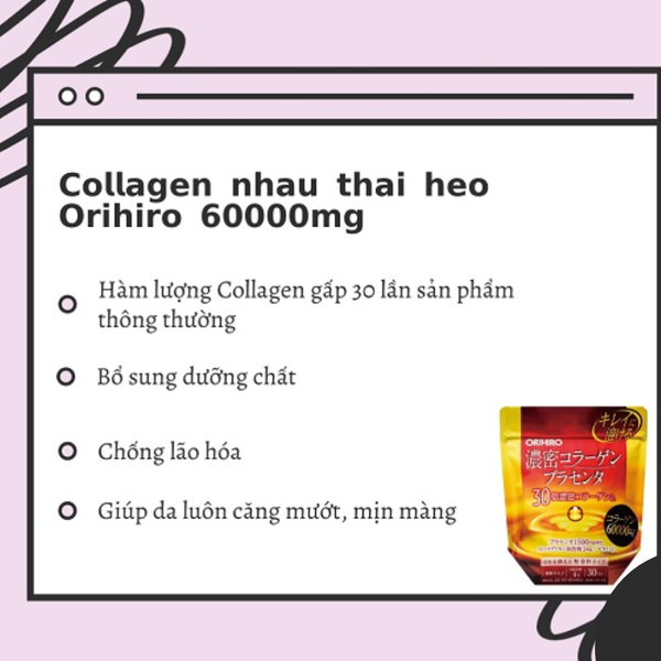 Orihiro Bột Collagen Nhau Thai Heo 60000mg 120g