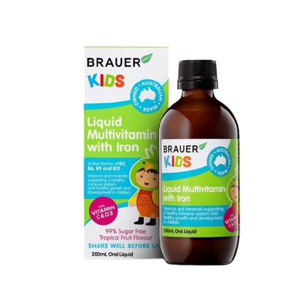Brauer Nước Uống Vitamin Tổng Hợp Cho Trẻ Liquid Multivitamin with Iron 200ml