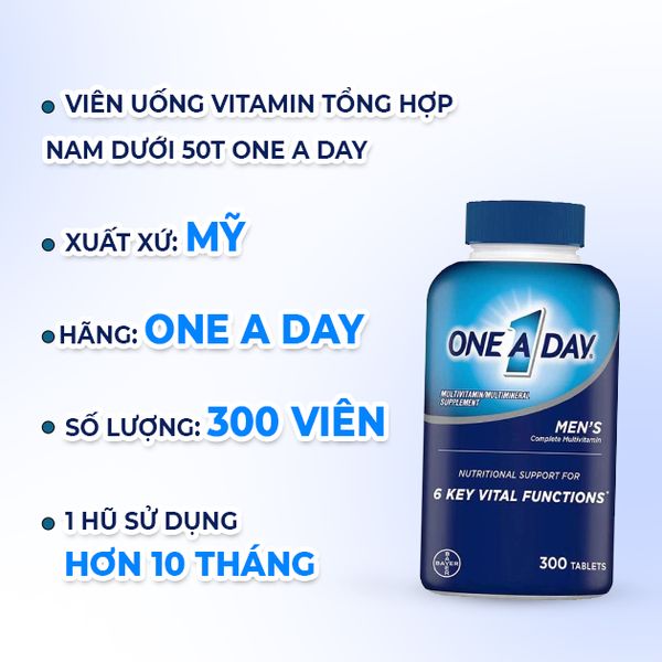 Viên Uống Vitamin Tổng Hợp Nam Dưới 50 One A Day Men's Multivitamin 50 Của Mỹ Chính Hãng