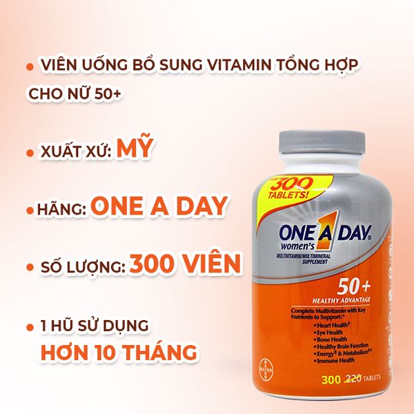 One A Day Viên Uống Bổ Sung Vitamin Tổng Hợp Cho Nữ For Women 50+ Của Mỹ Chính Hãng 300 Viên