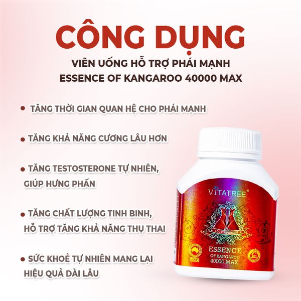 Vitatree Viên Uống Hỗ Trợ Phái Mạnh Essence Of Kangaroo 40000 Max Của Úc 100 Viên