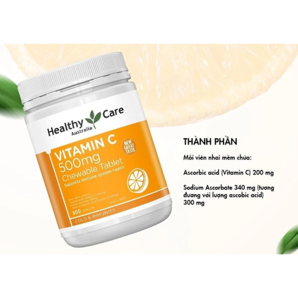 Healthy Care Viên Nhai Mềm Bổ Sung Vitamin C 500 Viên