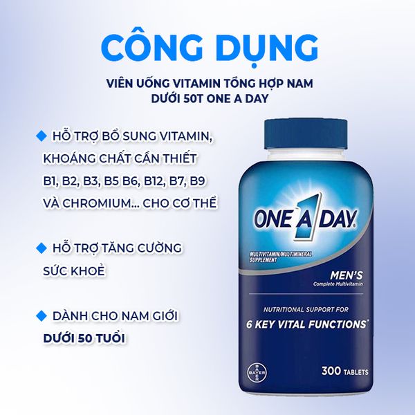 Viên Uống Vitamin Tổng Hợp Nam Dưới 50 One A Day Men's Multivitamin 50 Của Mỹ Chính Hãng