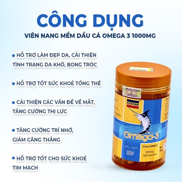 Costar Viên Nang Mềm Dầu Cá Omega 3 1000mg 365 Viên