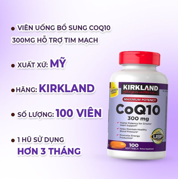 Kirkland Viên Uống Bổ Sung CoQ10 300mg Hỗ Trợ Tim Mạch 100 Viên