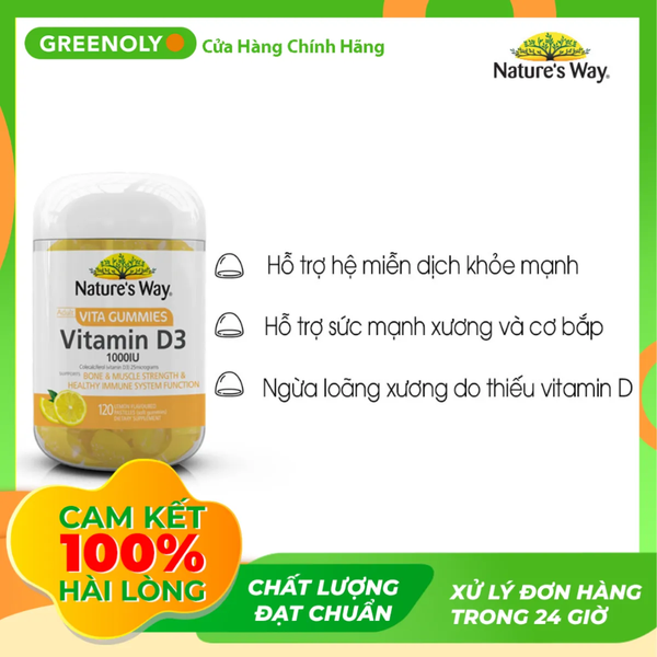 Nature’s Way Kẹo Dẻo Bổ Sung Vitamin D3 1000IU 120 Viên