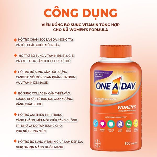 One A Day Viên Uống Bổ Sung Vitamin Tổng Hợp Cho Nữ Women's Formula Của Mỹ Chính Hãng 300 Viên