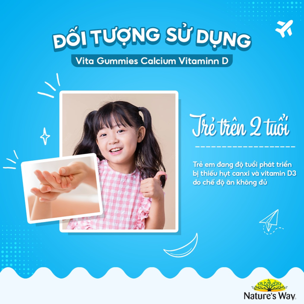 Nature's Way Kẹo Bổ Sung Vitamin D Và Canxi Cho Trẻ Kids Smart Vita Gummies Calcium 60 Viên