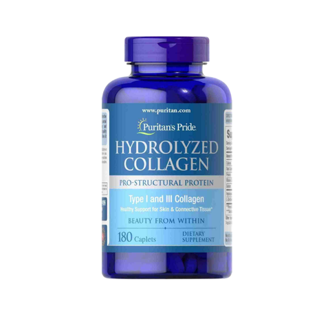 Puritan's Pride Viên Uống Collagen Thủy Phân Trắng Da Mờ Nám Hydrolyzed Collagen 1000mg 180 Viên