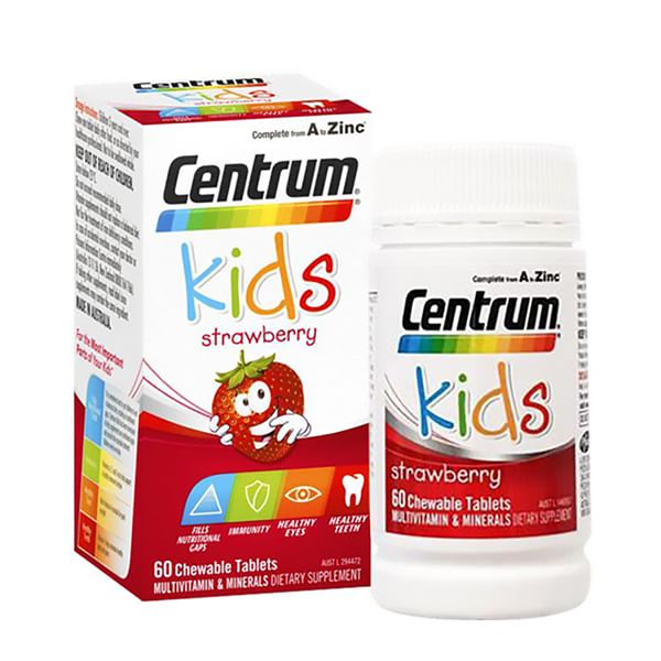 Centrum Viên Vitamin Tổng Hợp Cho Bé Kids Strawberry 60 Viên