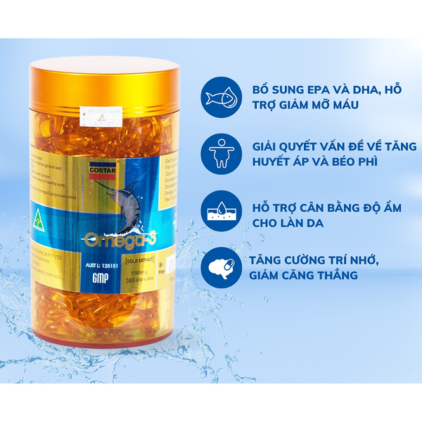 Costar Viên Nang Mềm Dầu Cá Omega 3 1000mg 100 Viên