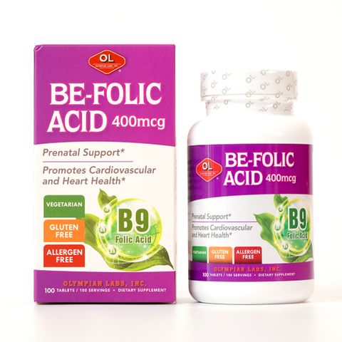 Olympian Labs Viên Uống Bổ Sung Axit Folic Cho Bà Bầu Be-Folic Acid 100 Viên