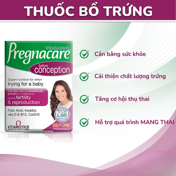 Vitabiotics Viên Uống Hỗ Trợ Thụ Thai Cho Nữ Pregnacare Before Conception 30 Viên