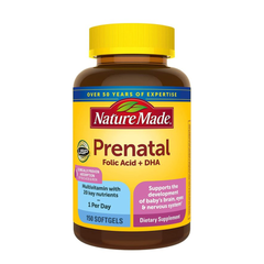 Viên Uống Bổ Sung Vitamin và DHA Mẹ Bầu Nature Made Prenatal Folic Acid + DHA 200mg Mỹ 150 Viên