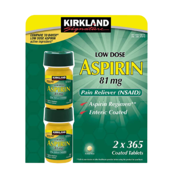 Kirkland Viên Uống Bảo Vệ Tim Mạch, Ngừa Đột Quỵ Low Dose Aspirin 81mg 2x 365 Viên