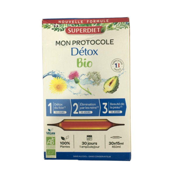 Super Diet Nước Uống Hỗ Trợ Thải Độc Gan Thận Đẹp Da Protocole Detox Biox 15ml 30 Ống