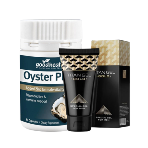 Combo Goodhealth Tinh Chất Hàu Oyster Plus 60 Viên, Titan Gold Gel Bôi Kéo Dài Thời Gian Yêu 50ml