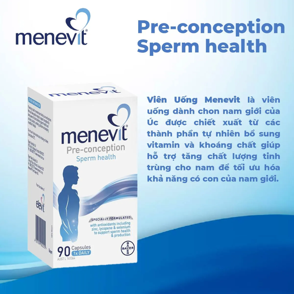 Viên Uống Menevit Cho Nam Giới Của Úc, 90 Viên