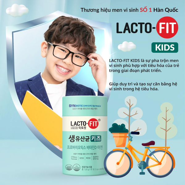 Lacto-fit Kids Men Vi Sinh Hàn Quốc Dành Cho Bé 60 Gói