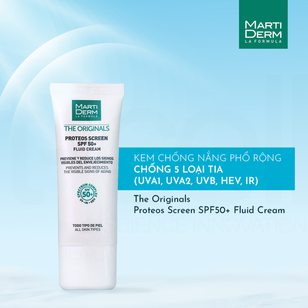 Kem Chống Nắng MartiDerm Phổ Rộng The Originals Proteos Screen SPF50+ Fluid Cream 40ml