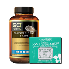 Combo Go Healthy Tinh Chất Hàu 120 Viên, Kẹo Sinh Lý Love Mint 20 Viên