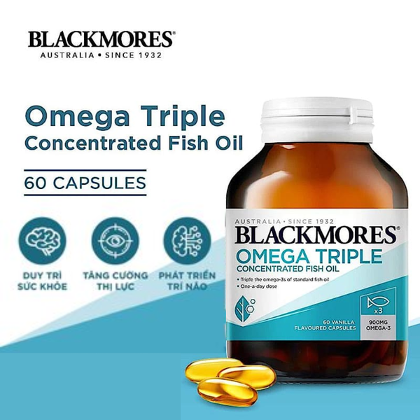 Blackmores Viên Uống Dầu Cá Liều Lượng Omega Tăng Gấp 3 Omega Triple 60 Viên