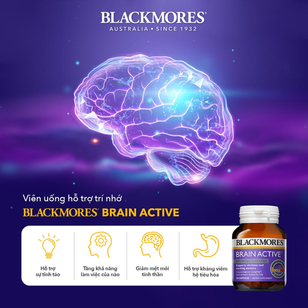 Blackmores Viên Uống Bổ Não Tăng Cường Trí Nhớ Brain Active 30 Viên