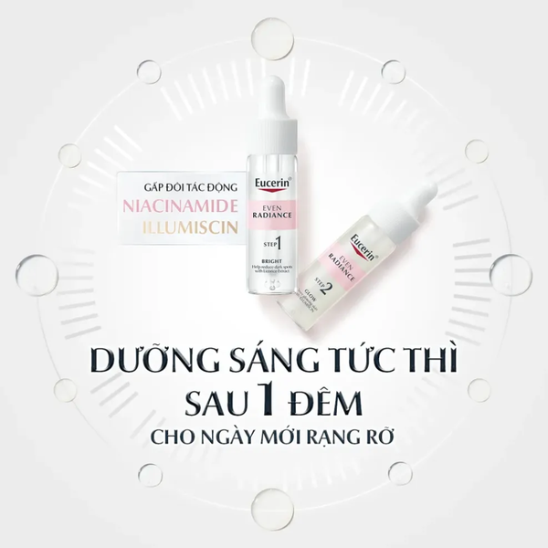 Eucerin Set Tinh Chất Dưỡng Sáng Even Radiance Duo Ampoules 2x15ml, Tặng Sữa Rửa Mặt - Hạn Sử Dụng 01/08/2024