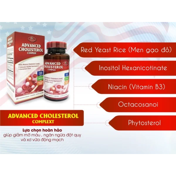 Olympian Labs Viên Uống Hỗ Trợ Giảm Cholesterol Trong Máu Advanced Cholesterol Complex 30 Viên