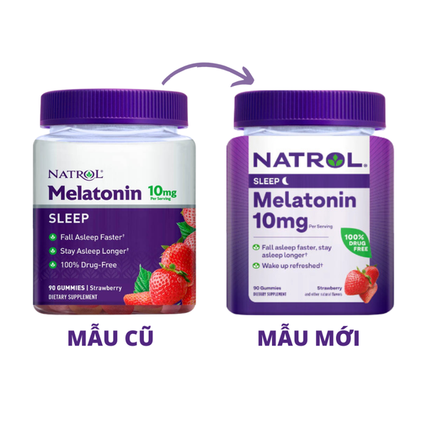 Natrol Gummies Kẹo Dẻo Ngủ Ngon Melatonin 10mg Vị Dâu 90 Viên