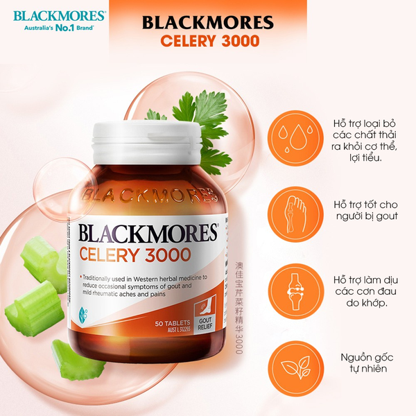 Blackmores Viên Uống Cần Tây Hỗ Trợ Ngăn Ngừa Gout Celery 3000mg 50 Viên