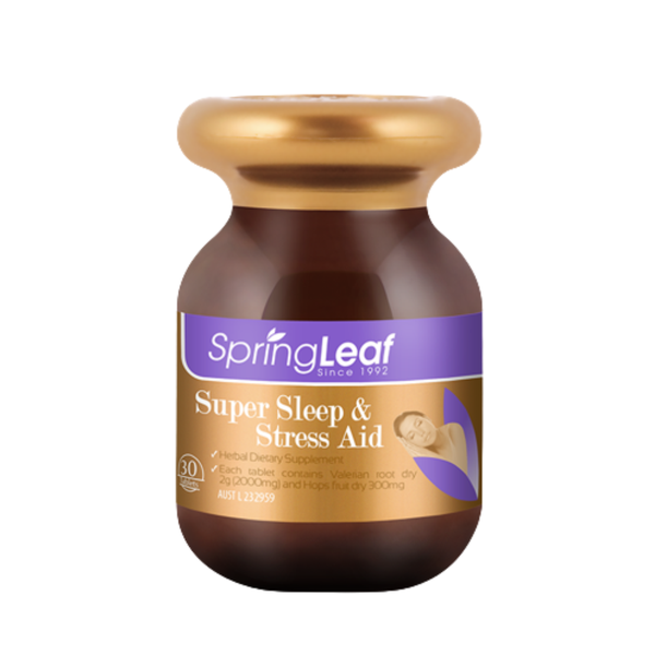 SpringLeaf Viên Uống Hỗ Trợ Ngủ Ngon, Giảm Căng Thẳng Super Sleep & Stress Aid 30 Viên