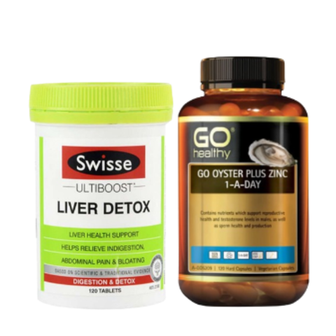 Combo Thải Độc, Tăng Sinh Lý Nam - Hàu Go Healthy, Swisse Thải Độc Gan