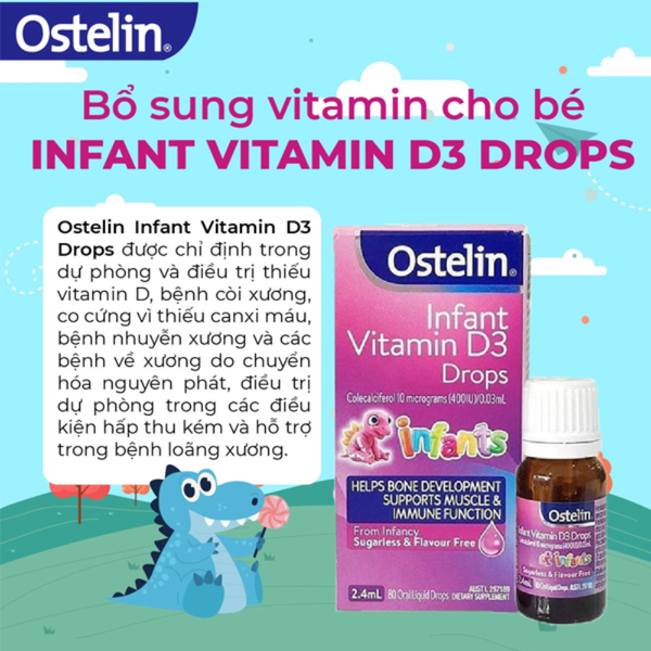 Ostelin Nước Bổ Sung Vitamin D3 Trẻ Sơ Sinh Drops Infant Úc 2.4ml (Dạng Nhỏ Giọt)