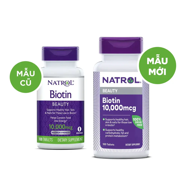 Natrol Viên Uống Hỗ Trợ Mọc Tóc Biotin 10000 Mcg 100 Viên