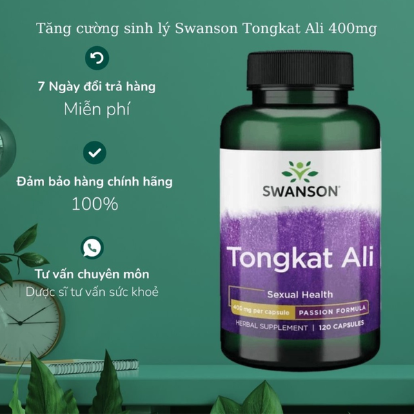 Swanson Viên Uống Tăng Cường Sinh Lý Tongkat Ali Malaysia Passion 400mg 120 Viên