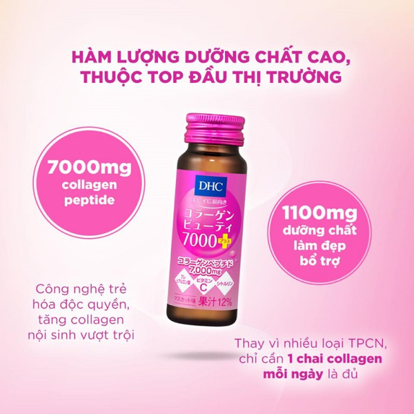 DHC Nước Uống Bổ Sung Collagen Beauty 7000 Chống Lão Hóa Da 50ml