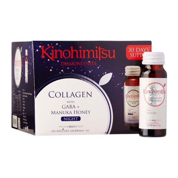 Kinohimitsu Nước Uống Đẹp Da Ngủ Ngon Collagen Nite (Hộp 16 chai)