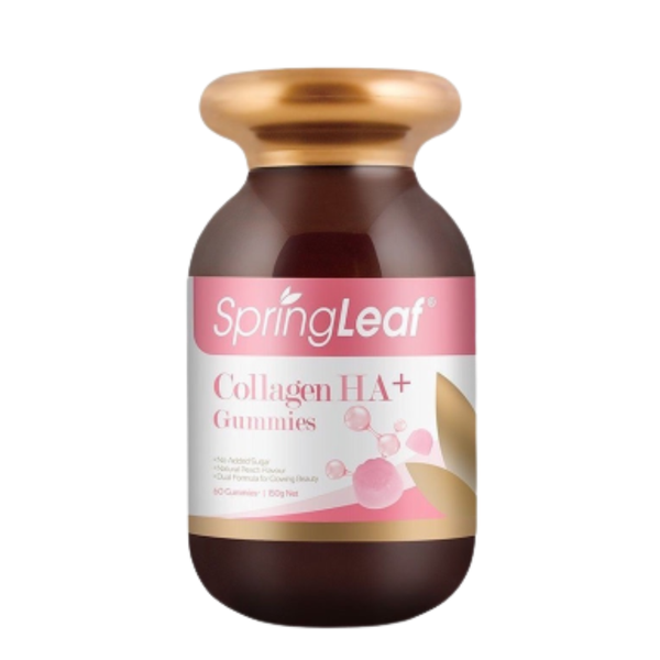 SpringLeaf Kẹo Dẻo Collagen Nuôi Dưỡng Da & Tóc Vị Đào Collagen HA+ Gummies 60 Viên